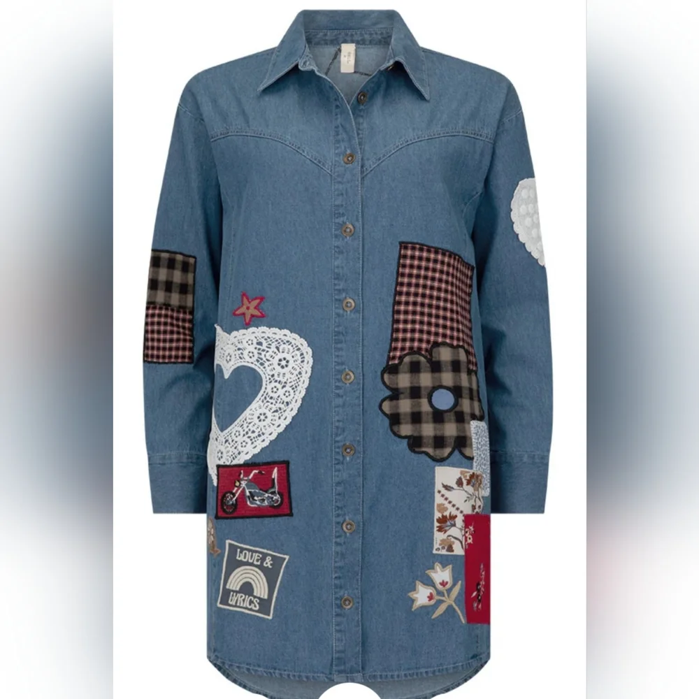 Spell Bombshell Patchwork Chambray Shirt or Mini Dress Size Large NWT 1day SALE! - Picture 8 of 8
